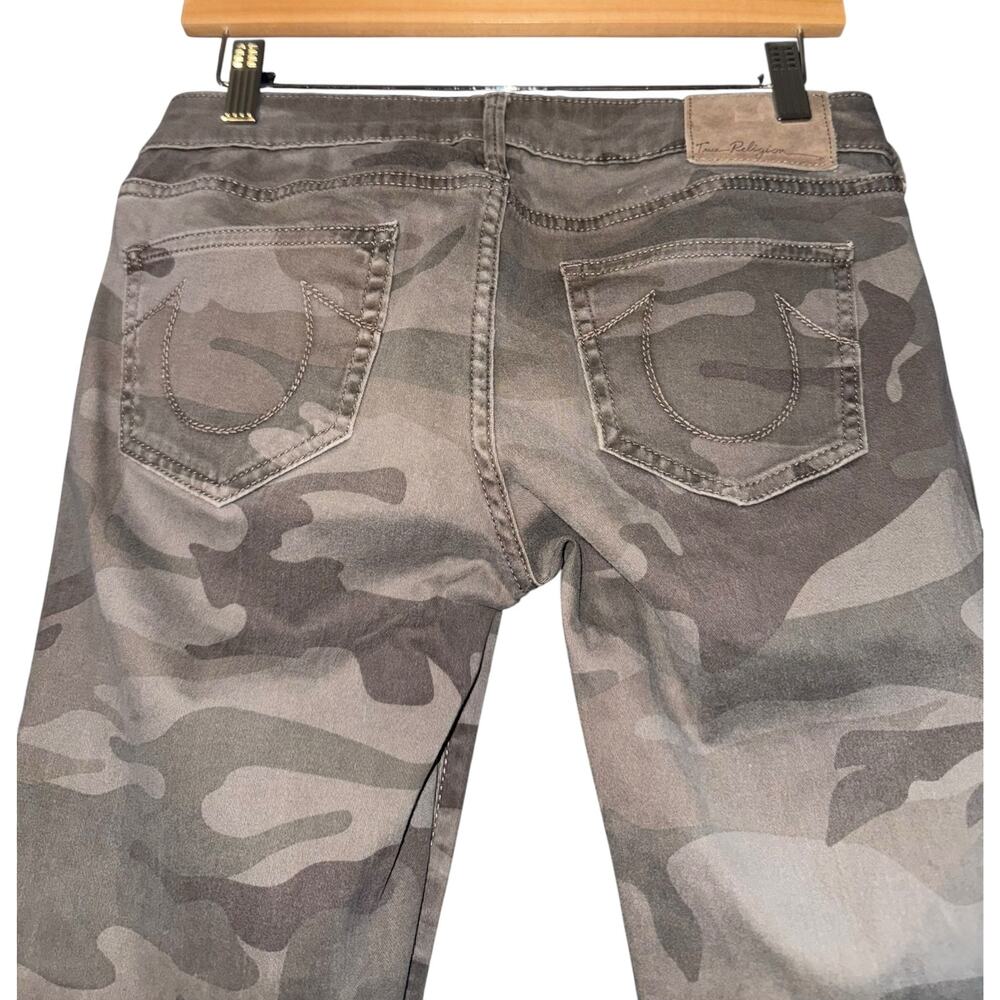 True Religion Casey Low Rise Skinny Camo Pants Women 27 Green Stretch Streetwear